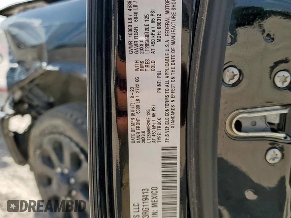 2024 Ram 2500 Big Horn with VIN 3C6UR5DL3RG119413, listed as a Copart auction lot 62002235 with 33,197 mi miles and Salvage title. Bid and sale history available at DreamBid. Image 13.