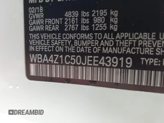 2018 BMW 4 Series 430i with VIN WBA4Z1C50JEE43919, listed as a IAAI auction lot 42645287 with 36,206 mi miles and . Bid and sale history available at DreamBid. Image 9.