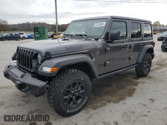 2021 Jeep Wrangler Unlimited 80th Anniversary z VIN 1C4HJXDG9MW790627, wystawiony jako Copart lot #82478604 z przebiegiem 29 928 mil mil oraz Szkoda całkowita • Salvage title. Historia ofert i sprzedaży dostępna na DreamBid. Obrazek 1.