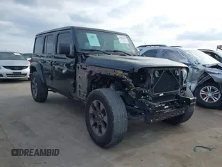 2018 Jeep Wrangler Unlimited Sahara with VIN 1C4HJXEG1JW164046, listed as a IAAI auction lot 41585816 with 34,821 mi miles. Bid and sale history available at carsss.com. Image 1.