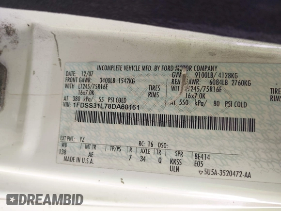 2008 Ford Econoline Passenger XL with VIN 1FDSS31L78DA60161, listed as a IAAI auction lot 41840351 with 151,312 mi miles and . Bid and sale history available at DreamBid. Image 9.