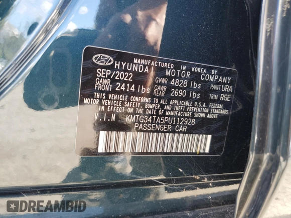 2023 Genesis G70 2.0T with VIN KMTG34TA5PU112928, listed as a Copart auction lot 74965654 with 17,963 mi miles and Salvage Title. Bid and sale history available at carsss.com. Image 14.