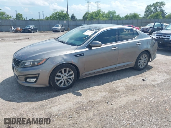 2015 Kia Optima EX with VIN 5XXGN4A71FG426337, listed as a IAAI auction lot 42589955 with 119,473 mi miles and . Bid and sale history available at DreamBid. Image 2.