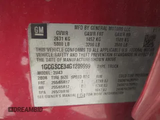 2016 Chevrolet Colorado 2WD LT with VIN 1GCGSCE34G1209999, listed as a IAAI auction lot 42003640 with 211,408 mi miles and . Bid and sale history available at DreamBid. Image 9.