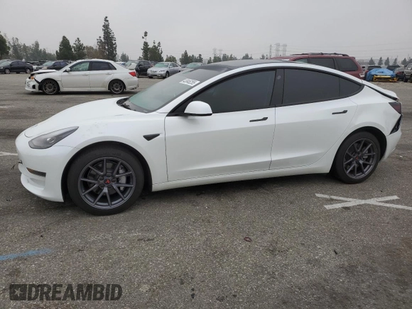 2023 Tesla Model 3 with VIN 5YJ3E1EA3PF572763, listed as a Copart auction lot 43846255 with 0 mi miles and Salvage Title. Bid and sale history available at carsss.com. Image 1.