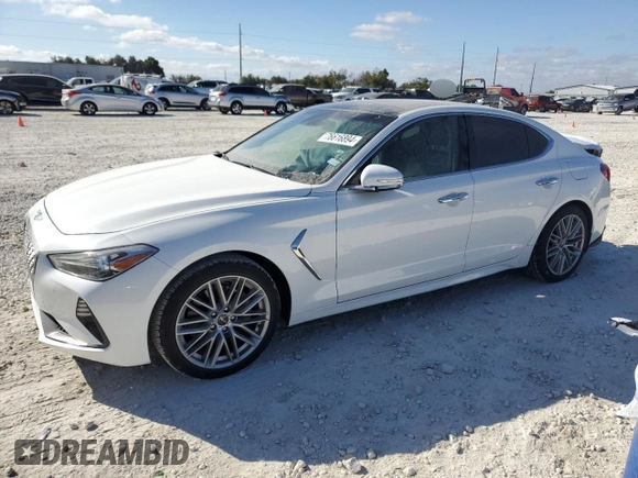 2020 Genesis G70 2.0T with VIN KMTG34LA0LU059887, listed as a Copart auction lot 76616894 with 32,658 mi miles and Salvage title. Bid and sale history available at DreamBid. Image 1.
