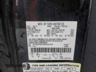 2013 Ford F-150 XL with VIN 1FTFW1ET7DFD31727, listed as a Copart auction lot 55254245 with 103,050 mi miles and Salvage title. Bid and sale history available at DreamBid. Image 12.