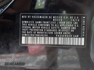 2019 Volkswagen Jetta S with VIN 3VWC57BU7KM268290, listed as a IAAI auction lot 42350609 with 47,652 mi miles and . Bid and sale history available at DreamBid. Image 9.