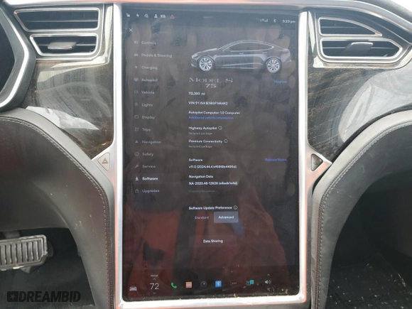 2016 Tesla Model S 70 kWh Battery with VIN 5YJSA1E18GF146462, listed as a Copart auction lot 48655545 with 112,383 mi miles and Salvage Title. Bid and sale history available at carsss.com. Image 9.