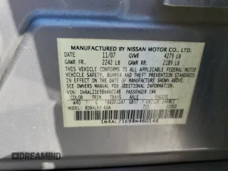 2008 Nissan Altima 2.5 S with VIN 1N4AL21E98N460148, listed as a Copart auction lot 50862125 with 178,340 mi miles and Salvage Title. Bid and sale history available at carsss.com. Image 14.