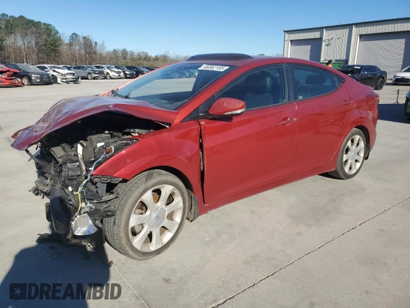 2013 Hyundai Elantra Limited with VIN KMHDH4AE9DU590737, listed as a Copart auction lot 46362195 with 213,578 mi miles and Salvage Title. Bid and sale history available at carsss.com. Image 1.