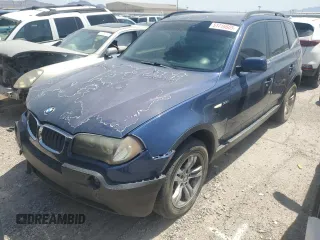 2005 BMW X3 3.0i z VIN WBXPA93425WD05234, wystawiony jako Copart lot #51716605 z przebiegiem 76 592 mil mil oraz Nie do naprawy • Non repairable. Historia ofert i sprzedaży dostępna na DreamBid. Obrazek 1.