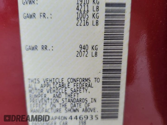 2013 Nissan Altima S with VIN 1N4AL3AP4DN446935, listed as a Copart auction lot 42026335 with 189,764 mi miles and Salvage Title. Bid and sale history available at DreamBid. Image 12.