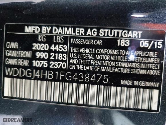 2015 Mercedes-Benz C-Class C 250 with VIN WDDGJ4HB1FG438475, listed as a Copart auction lot 53258785 with 127,008 mi miles and Clean Title. Bid and sale history available at carsss.com. Image 12.