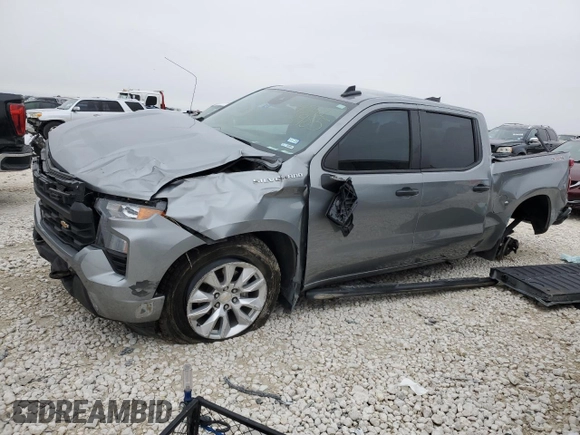 2024 Chevrolet Silverado 1500 Custom with VIN 1GCPDBEK0RZ159795, listed as a Copart auction lot 46413985 with 52,454 mi miles and Salvage Title. Bid and sale history available at DreamBid. Image 1.