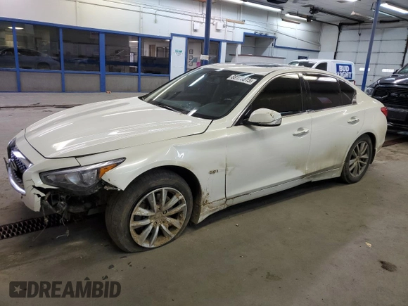 2017 Infiniti Q50 2.0t Premium with VIN JN1CV7ARXHM680274, listed as a Copart auction lot 88106815 with 130,322 mi miles and Salvage Title. Bid and sale history available at carsss.com. Image 1.