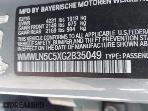 2016 MINI Clubman z VIN WMWLN5C5XG2B35049, wystawiony jako IAAI lot #42219495 z przebiegiem 142 731 mil mil oraz . Historia ofert i sprzedaży dostępna na DreamBid. Obrazek 9.