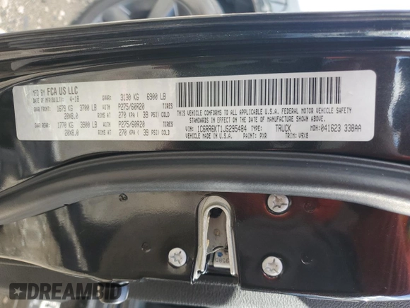 2018 Ram 1500 Express z VIN 1C6RR6KT1JS295484, wystawiony jako Copart lot #69132994 z przebiegiem 146 900 mil mil oraz Nie do naprawy • Non repairable. Historia ofert i sprzedaży dostępna na DreamBid. Obrazek 12.