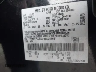 2015 Ford Edge SEL with VIN 2FMTK4J93FBC24166, listed as a IAAI auction lot 41322955 with 91,362 mi miles. Bid and sale history available at carsss.com. Image 9.