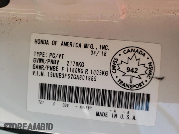 2016 Acura TLX Technology z VIN 19UUB3F52GA801969, wystawiony jako Copart lot #58997605 z przebiegiem 133 184 mil mil oraz Szkoda całkowita • Salvage title. Historia ofert i sprzedaży dostępna na DreamBid. Obrazek 13.