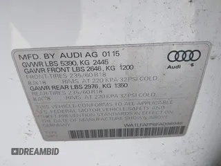 2015 Audi Q5 Premium Plus with VIN WA1LFAFP6FA096946, listed as a IAAI auction lot 41956824 with 97,328 mi miles and . Bid and sale history available at DreamBid. Image 9.