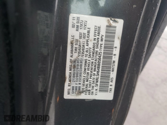 2011 Honda Odyssey EX-L with VIN 5FNRL5H64BB050425, listed as a Copart auction lot 49101795 with 192,238 mi miles and Salvage Title. Bid and sale history available at DreamBid. Image 14.
