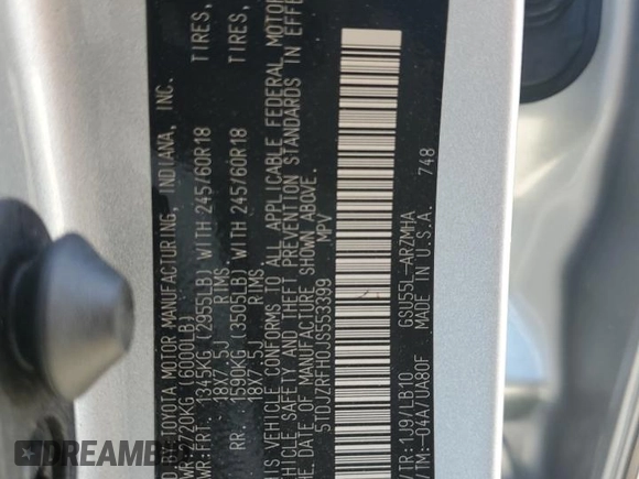 2018 Toyota Highlander SE z VIN 5TDJZRFH0JS553399, wystawiony jako Copart lot #59171004 z przebiegiem 76 883 mil mil oraz Szkoda całkowita • Salvage title. Historia ofert i sprzedaży dostępna na DreamBid. Obrazek 13.