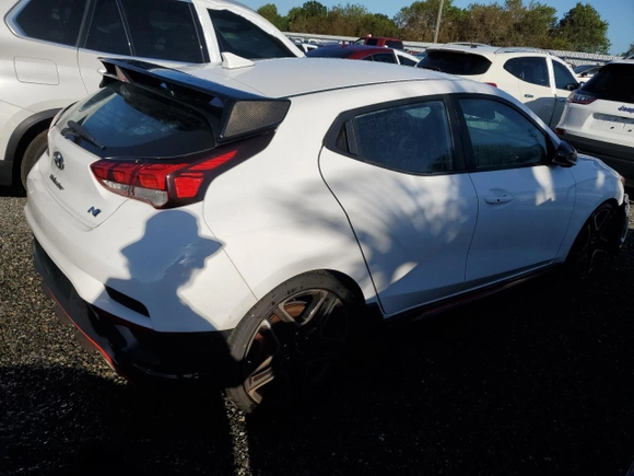 2021 Hyundai Veloster N with VIN KMHT36AH6MU010330, listed as a Copart auction lot 74517604 with 0 mi miles and Non Repairable. Bid and sale history available at carsss.com. Image 3.