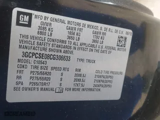 2012 Chevrolet Silverado 1500 LT with VIN 3GCPCSE08CG306633, listed as a IAAI auction lot 41507342 with 190,451 mi miles. Bid and sale history available at carsss.com. Image 9.