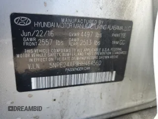 2017 Hyundai Sonata SE with VIN 5NPE24AF9HH464560, listed as a Copart auction lot 47408395 with 114,878 mi miles and Salvage Title. Bid and sale history available at DreamBid. Image 14.