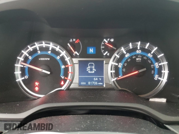 2019 Toyota 4Runner SR5 with VIN JTEBU5JR9K5728571, listed as a Copart auction lot 57761505 with 81,706 mi miles and Salvage title. Bid and sale history available at DreamBid. Image 9.