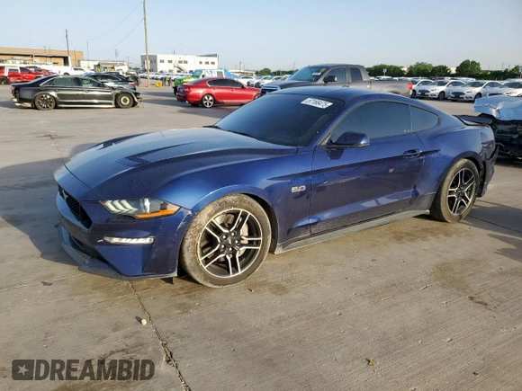 2020 Ford Mustang GT with VIN 1FA6P8CF0L5130233, listed as a Copart auction lot 57166475 with 75,523 mi miles and Salvage title. Bid and sale history available at DreamBid. Image 1.