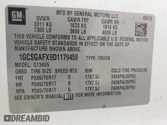 2013 Chevrolet Express Cargo with VIN 1GCSGAFX9D1179458, listed as a IAAI auction lot 42095702 with 212,186 mi miles and . Bid and sale history available at DreamBid. Image 9.