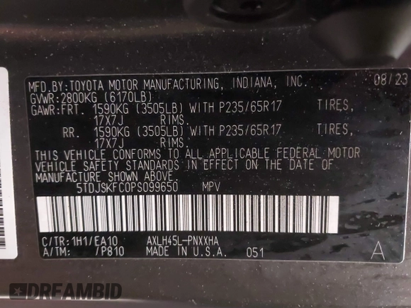 2023 Toyota Sienna XLE с VIN 5TDJSKFC0PS099650, выставлен на аукционе IAAI как лот 42324871 с пробегом 12 719 миль миль и . История ставок и продаж доступна на DreamBid. Изображение 9.
