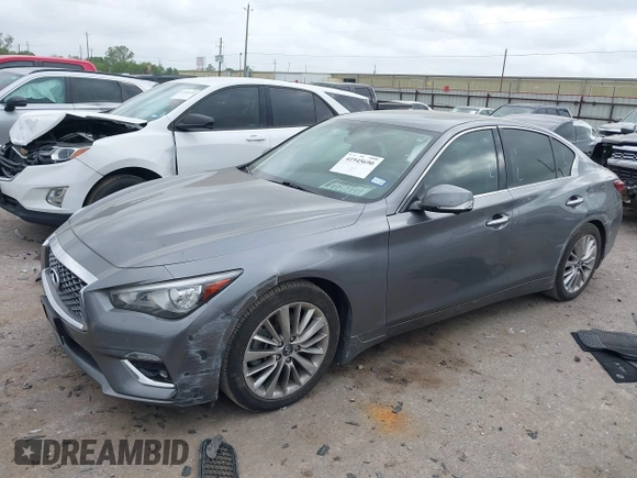 2021 Infiniti Q50 Luxe with VIN JN1EV7BP6MM702593, listed as a IAAI auction lot 41945690 with 53,083 mi miles and . Bid and sale history available at DreamBid. Image 2.