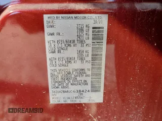 2020 Nissan Pathfinder SV with VIN 5N1DR2BN4LC638424, listed as a Copart auction lot 49483865 with 55,657 mi miles and Non Repairable. Bid and sale history available at carsss.com. Image 15.