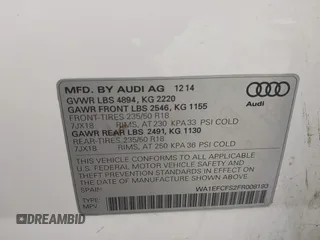 2015 Audi Q3 Premium Plus with VIN WA1EFCFS2FR008193, listed as a IAAI auction lot 42301074 with 102,878 mi miles and . Bid and sale history available at DreamBid. Image 9.
