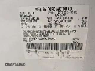 2015 Ford Explorer with VIN 1FM5K7B89FGB06907, listed as a IAAI auction lot 42169288 with 51,972 mi miles and . Bid and sale history available at DreamBid. Image 9.