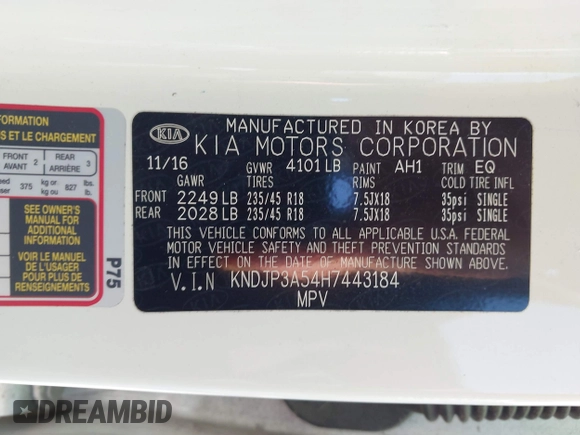 2017 Kia Soul + with VIN KNDJP3A54H7443184, listed as a IAAI auction lot 41994163 with 163,655 mi miles. Bid and sale history available at carsss.com. Image 9.
