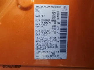2017 Nissan Rogue SL with VIN 5N1AT2MV0HC751344, listed as a Copart auction lot 47810715 with 88,946 mi miles and Salvage Title. Bid and sale history available at carsss.com. Image 13.