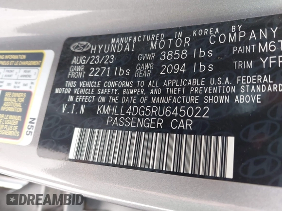 2024 Hyundai Elantra SE z VIN KMHLL4DG5RU645022, wystawiony jako IAAI lot #42651170 z przebiegiem 33 769 mil mil oraz . Historia ofert i sprzedaży dostępna na DreamBid. Obrazek 9.