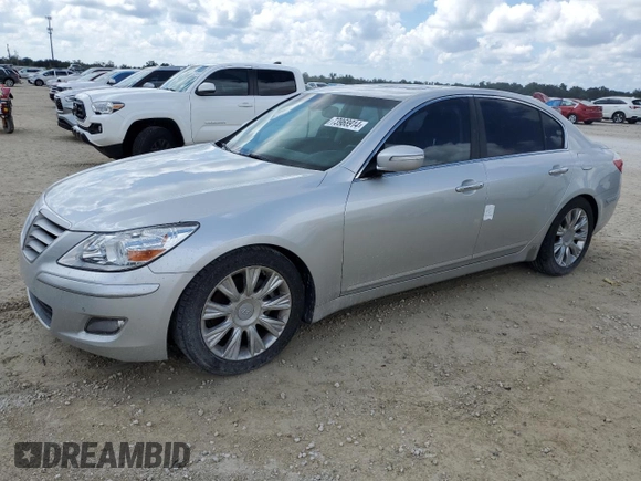 2009 Hyundai Genesis with VIN KMHGC46E79U043624, listed as a Copart auction lot 73968914 with 0 mi miles and Salvage Title. Bid and sale history available at carsss.com. Image 1.