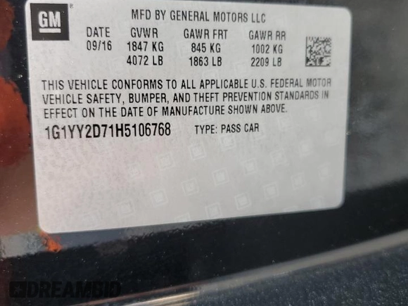 2017 Chevrolet Corvette Grand Sport 2LT with VIN 1G1YY2D71H5106768, listed as a Copart auction lot 51330795 with 40,897 mi miles and Salvage title. Bid and sale history available at DreamBid. Image 12.