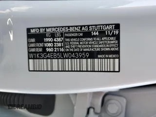 2020 Mercedes-Benz A 220 with VIN W1K3G4EB5LW043959, listed as a Copart auction lot 53447275 with 36,185 mi miles and Salvage Title. Bid and sale history available at DreamBid. Image 13.