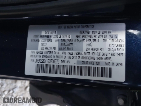 2016 Mazda CX-5 Grand Touring with VIN JM3KE2DY1G0708572, listed as a IAAI auction lot 41685298 with 109,427 mi miles. Bid and sale history available at carsss.com. Image 9.