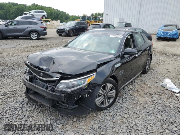 2017 Kia Optima Hybrid EX with VIN KNAGU4LE4H5012990, listed as a Copart auction lot 64192674 with 0 mi miles and Salvage Title. Bid and sale history available at carsss.com. Image 1.