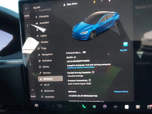 2023 Tesla Model S with VIN 5YJSA1E53PF518986, listed as a IAAI auction lot 41223046 with 22,204 mi miles and . Bid and sale history available at DreamBid. Image 7.