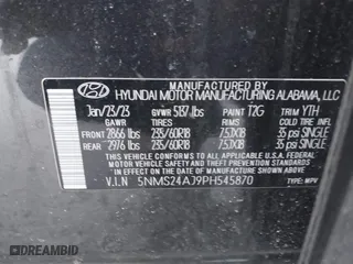 2023 Hyundai Santa Fe SEL with VIN 5NMS24AJ9PH545870, listed as a IAAI auction lot 41562211 with 134,462 mi miles. Bid and sale history available at carsss.com. Image 9.