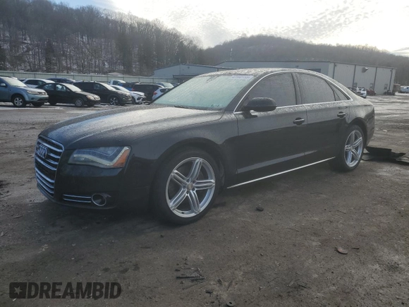 2013 Audi A8 3.0L with VIN WAUAGAFDXDN000657, listed as a Copart auction lot 42992755 with 154,426 mi miles and Salvage title. Bid and sale history available at DreamBid. Image 1.