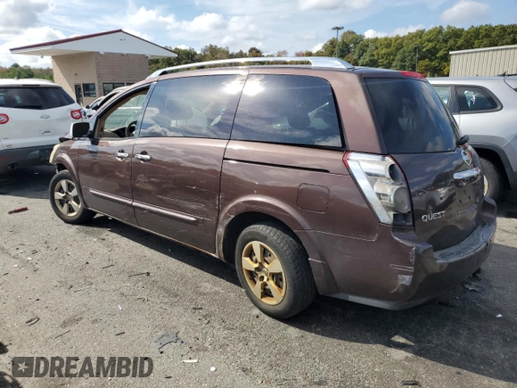 2007 Nissan Quest S with VIN 5N1BV28U67N123369, listed as a Copart auction lot 73478264 with 0 mi miles and Salvage Title. Bid and sale history available at carsss.com. Image 2.